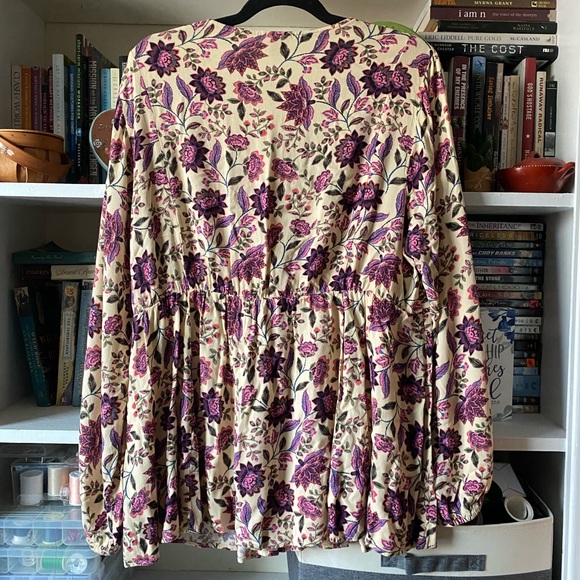 Torrid | Babydoll Floral Crepe Embroidered Lace Up Top - Picture 8 of 10